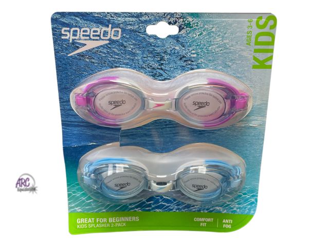 Lot 56-123360 - New Speedo Kids Splasher Goggles (2 Pack) Ages 3-6 (Purple/Blue)