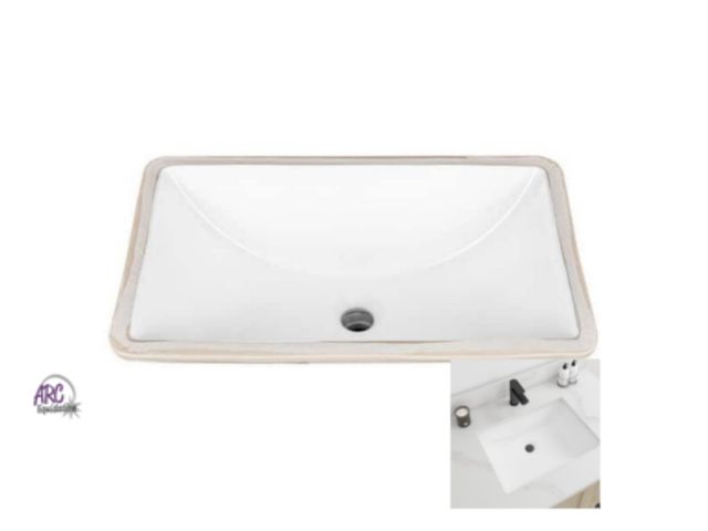 Lot 56-719655 - New in box. 21.5 in. Undermount Rectangular Vitreous China Bathroom Sink in White