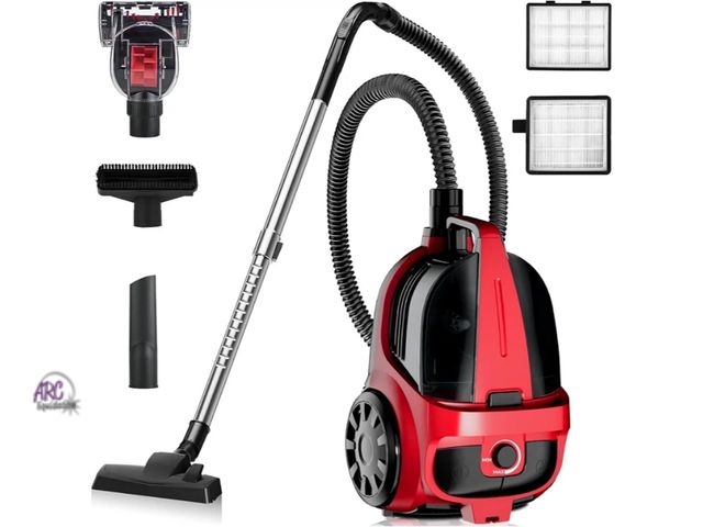 Lot 56-792340 - Used. Tested and works. 1600W Canister Vacuum Cleaner, Bagless Vacuum Cleaner with 45kPa Strong Suct...