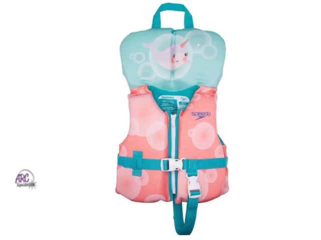 Lot 56-468251 - NEW WITH TAGS Speedo Infant PFD Life Jacket Vest - Narwhal Pink Teal Blue up to 30 lbs