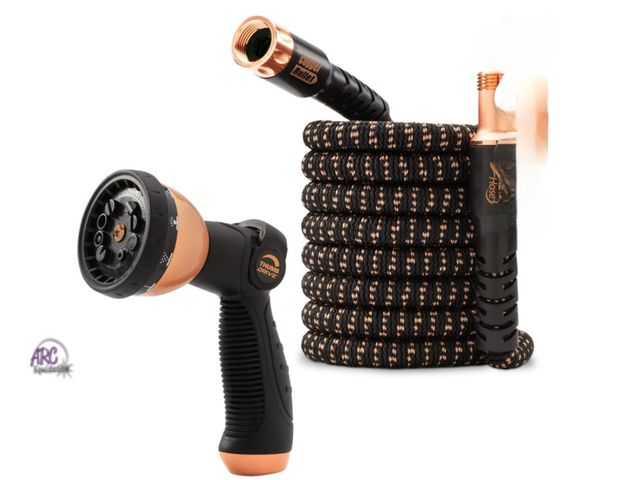 Lot 56-316850 - New in box Copper Bullet by Pocket Hose, 3/4"x 50 ft Expandable Garden Hose with Thumb Spray Nozzle