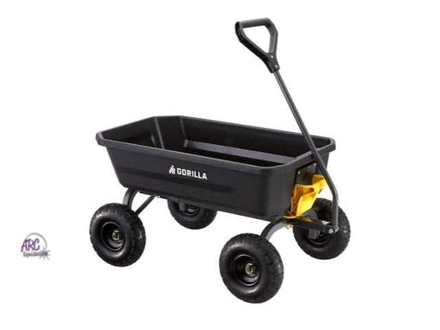 Lot 56-762661 - New and assembled. Gorilla carts 4 cu. ft. Patented Poly Dumping Garden Cart, 600 lbs. Capacity, 35 ...