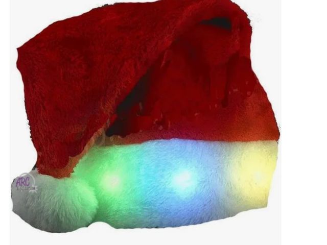 Lot 56-314330 - New, tested works light up Santa hat adult size, one size fits most