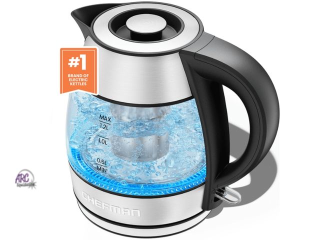 Lot 56-552318 - NEW-TESTED-Chefman fast boil 1.2L infuser kettle-electric