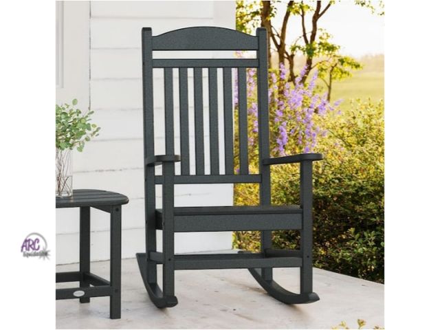 Lot 56-789865 - New in box. Polywood Grant Park Black Plastic Outdoor Rocking Chair