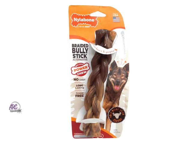 Lot 56-216160 - New - Nylabone Power Chew Braided Bully Stick Alternative Dog Toy, Dog Chew Toy, Bully Stick Flavor,...