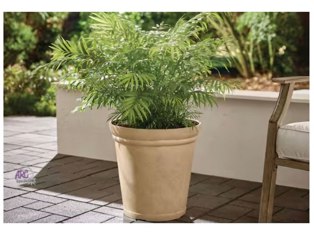 Lot 56-497565 - New - Vigoro - (16 in. L x 16 in. W x 16 in. H) - Evie Large White-Washed Terracotta Resin Round Pla...