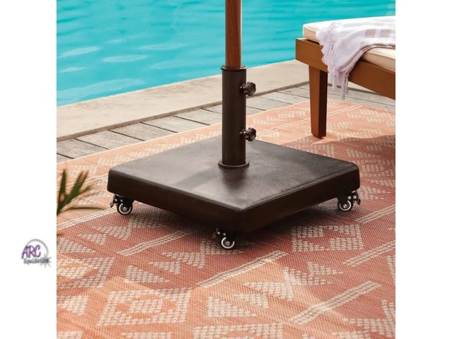 Lot 56-781212 - New in box. 55lbs Polycrete Square Outdoor Patio Market Umbrella Bases with Wheels. Has small Knicks...