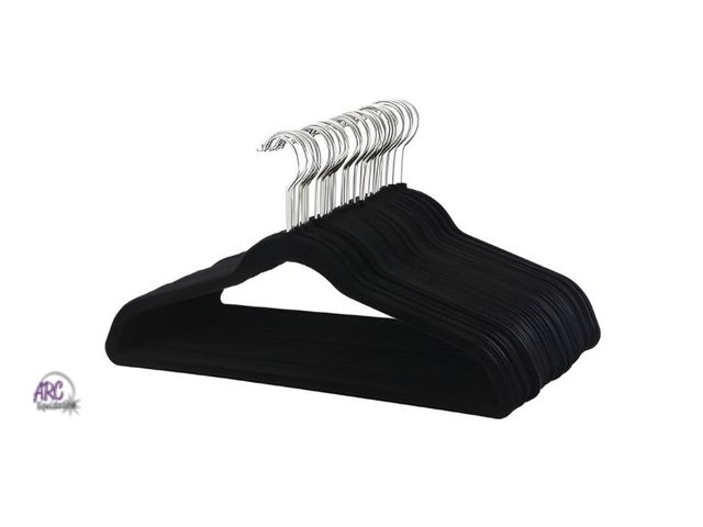 Lot 56-397414 - New, Black Flocked Hangers, 100-pack