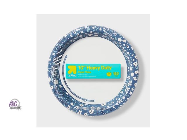 Lot 56-161013 - New Open Package Blue Floral Paper Plate 10" - 150ct