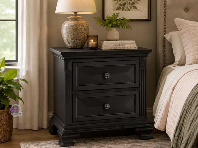 Lot 56-635964 - New In Box Tested and Works - Picket House Furnishings Sumner Black 2-Drawer 29 in. W Nightstand wit...