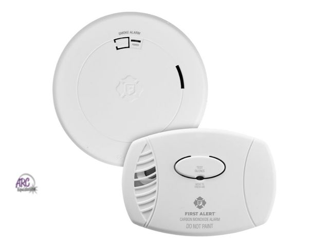 Lot 56-532826 - POSSIBLY USED-First Alert 10-Year Battery Powered Smoke Alarm And Plug-In CO Alarm With Battery Back...