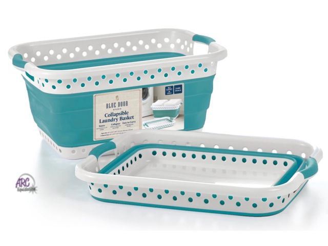 Lot 56-646065 - Possible use- Blue Door Collapsible Laundry Basket Portable Pop Up Plastic Laundry Hamper with Dual ...