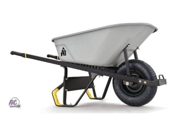 Lot 56-643565 - New - Gorilla 6 cu. ft. PRO Heavy-Duty Steel Tub Wheelbarrow, Steel Braces and Handles, Easy Pivot/D...