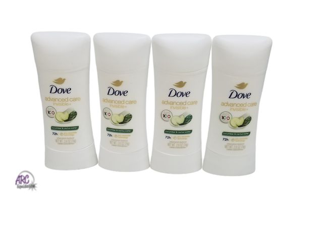 Lot 56-463761 - New Out of Package - Count 4  (2.6oz each) - Dove Advanced Care Antiperspirant Deo Stick Cucumber &a...
