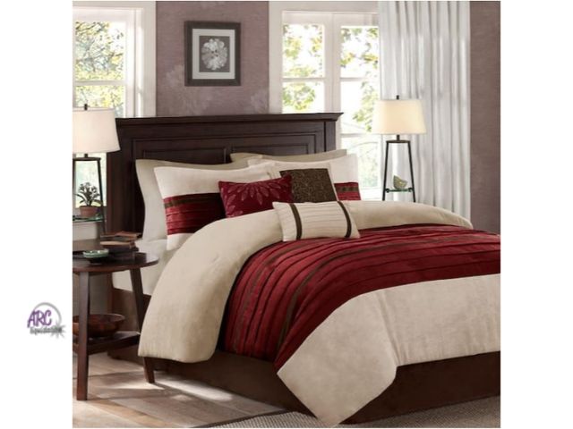 Lot 56-730417 - New Madison park Teagan 7-Piece Red Microfiber Cal King Comforter Set