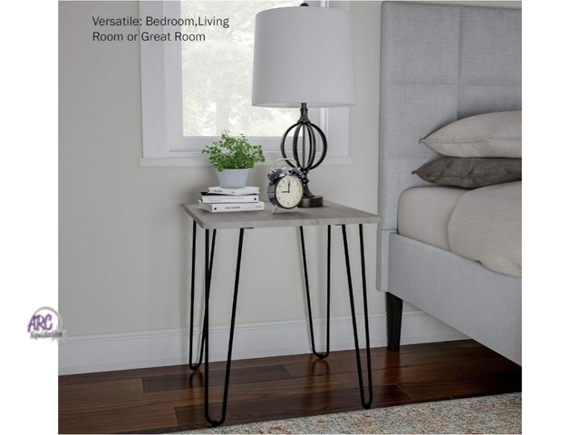 Lot 56-898022 - New - Modern End Table with Hairpin Legs - Industrial-Style, Woodgrain Finish
