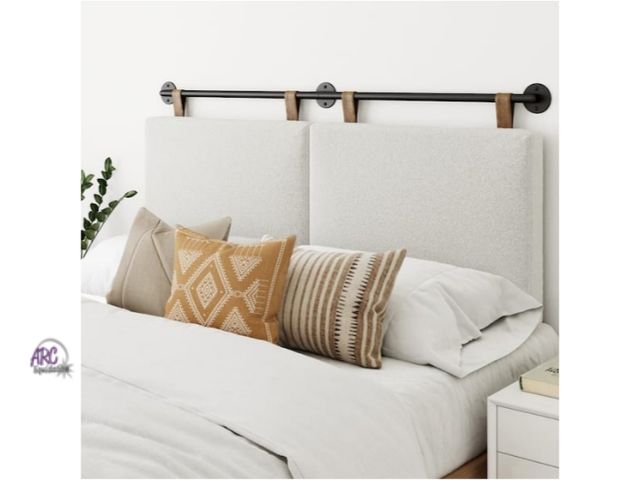 Lot 56-701441 - New in box. Charlie 61 in. W White Boucle Queen Wall Mount Padded Headboard, Adjustable Height with ...