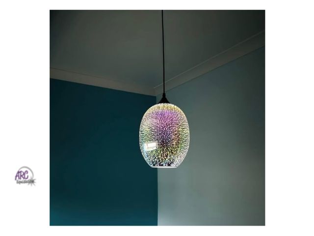 Lot 56-154151 - New Tested &amp; Works Modern 3D Fireworks Pendant Light Colorful Glass (Dia8.6 x H12.6, Bulb Incl.