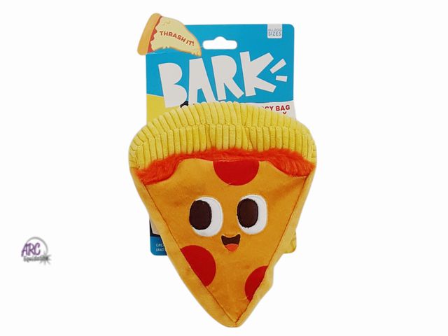 Lot 56-217961 - New - BARK Pizza Face Delivery Bag Dog Toy: Squeaks, Plush, All Breed Sizes, 0.12 lbs