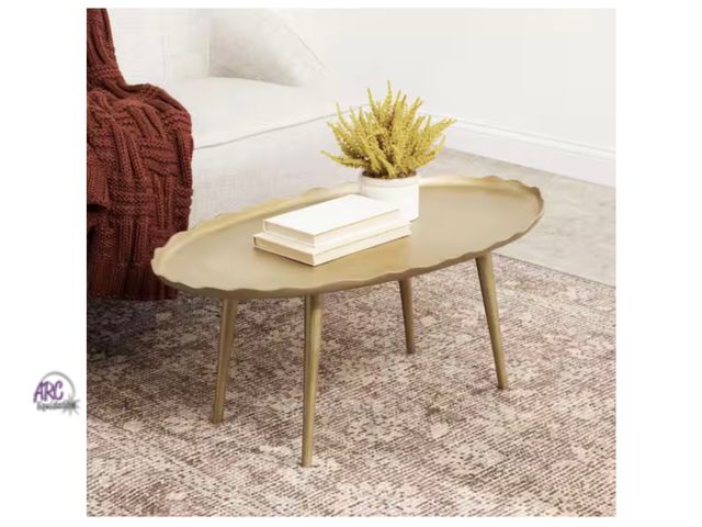 Lot 56-108943 - New Kate and Laurel Alessia 34 in. Gold Oval Metal Coffee Table