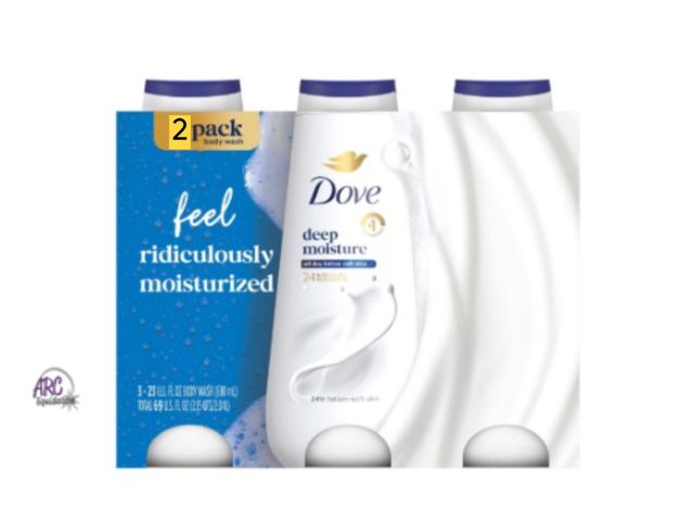 Lot 56-454461 - Open Package -  2-pack - Dove Deep Moisture Body Wash, 23 fl oz,