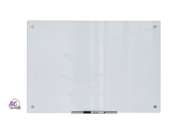 Lot 56-601721 - NEW UBrands glass dry erase board, 35” x 23” frameless. Includes markers and eraser.