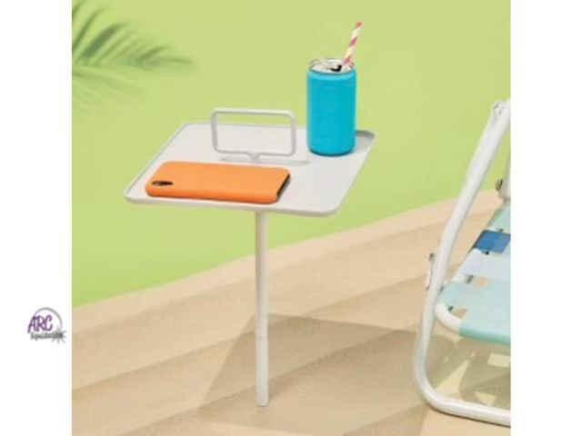 Lot 56-147050 - New Sun Squad Outdoor Stake Table (20 1/16x 9 5/8x 9 5/8”), White