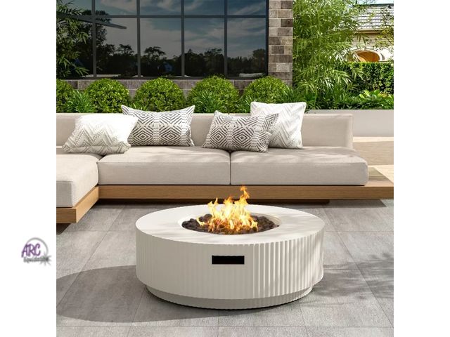 Lot 56-782112 - New in box. Christopher Knight Home Elisha Outdoor Lightweight Concrete 40,000 BTU Fire Pit Table wi...