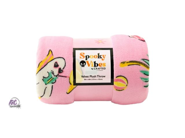 Lot 56-297914 - NEW Summerween Velvet Plush Throw 50x60 Inches Pink