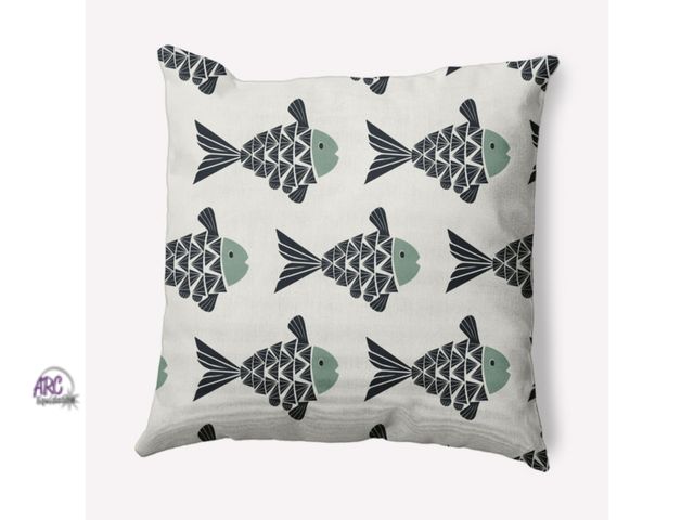Lot 56-284613 - NEW E by Design Fish Tales Nautical Indoor/Outdoor Throw Pillow 20” x 20”