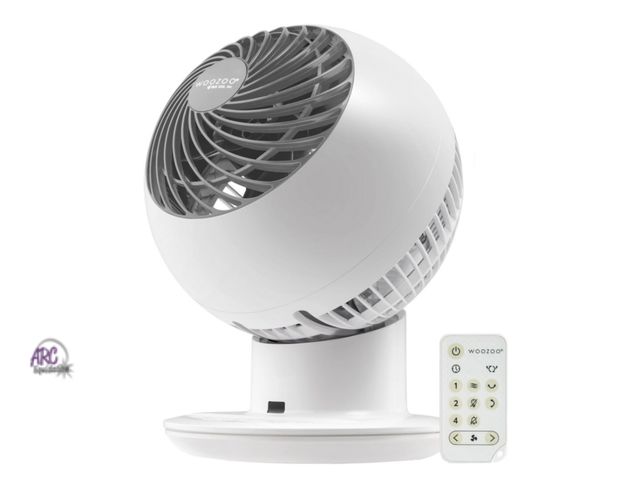 Lot 56-632450 - Used tested works Woozoo 5 Speed Oscillating Globe Fan with remote