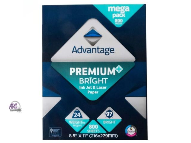 Lot 56-370564 - Open package Advantage Bright Inkjet and Laser Paper 8.5"x11" Letter
White 24lb 800 Sheet ( possible...