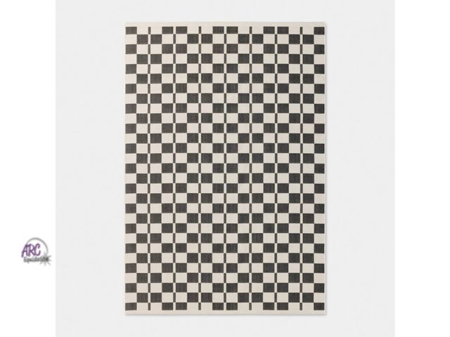 Lot 56-630150 - New - Room Essentials 4'x6' Check Rectangular Woven Outdoor Black