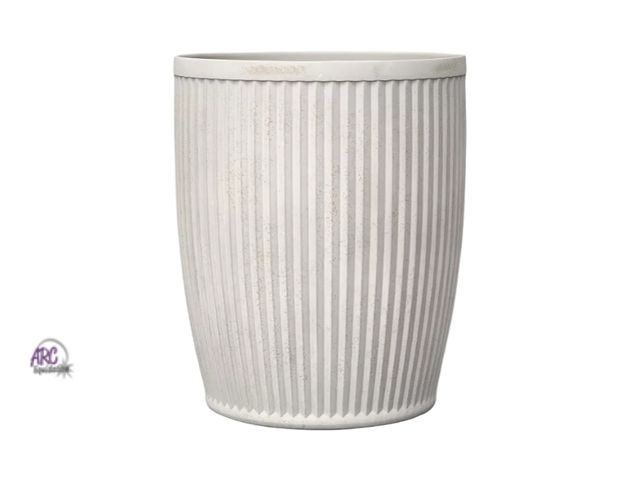 Lot 56-381312 - New,Weathered Ribbed Composite Indoor Outdoor Planter Pot Off-White 18 in H x 15 in D- Threshold™ de...