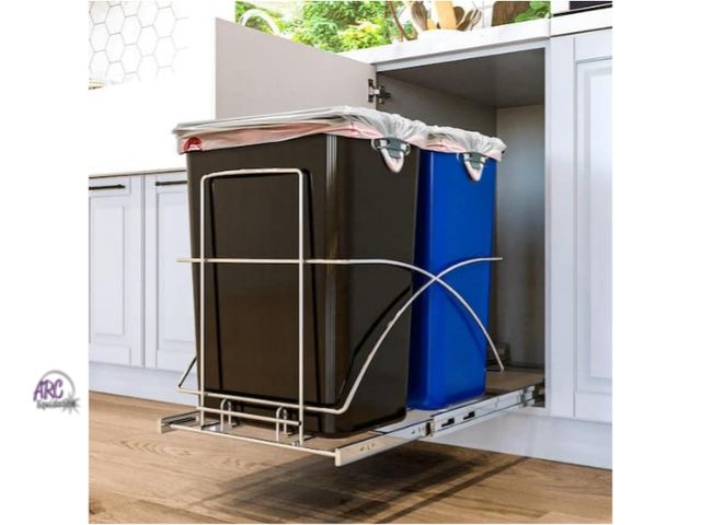 Lot 56-734018 - New (2 cans)15.3 Gal. Dual Compartment Pull Out Kitchen Trash Can with In-Cabinet Design