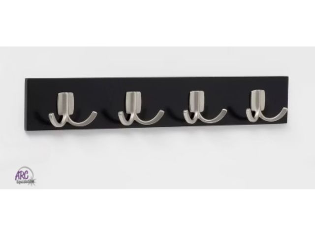 Lot 56-514210 - NEW-Modern Octopus 3 Hooks Rail BLACK/SILVER - Brightroom™: Wall Mounted Decorative Hook Rack, Cast ...