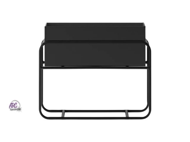 Lot 56-386812 - New,Rectangular Metal Indoor Outdoor Planter and Stand Set 20"x8"x16.5" Black - Threshold *tape on i...