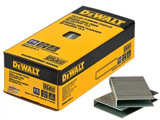 Lot 56-802723 - New - Open Box - DEWALT 2 in. Leg x 1/2 in. Crown 15-1/2-Gauge Coated Steel Hardwood Flooring Staple...