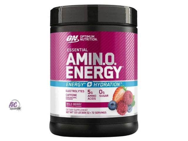 Lot 56-307815 - New,Optimum Nutrition Essential Amino Energy + Electrolytes Wild Berry 1.51 Pounds BEST BY 03/2026