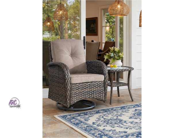 Lot 56-705867 - New in box. Brown 2-Piece Wicker Patio Conversation Set with Gray Cushions and Coffee Table All-Weat...