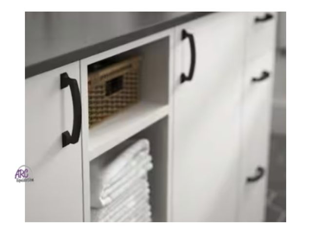 Lot 56-445260 - New Open Box - 8-Pack Classic Edge 3-3/4 in. (96 mm) Classic Matte Black Cabinet Drawer Pull