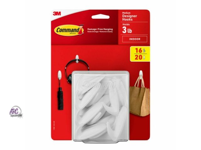 Lot 56-749249 - New 3M Command Medium Designer Hook. 16 hooks