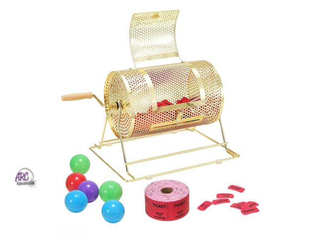 Lot 56-332517 - VEVOR Raffle Ticket Spinner - 12 x 8 Inch Raffle Drum Lottery Spinning Drawing, Brass Plated Raffle ...