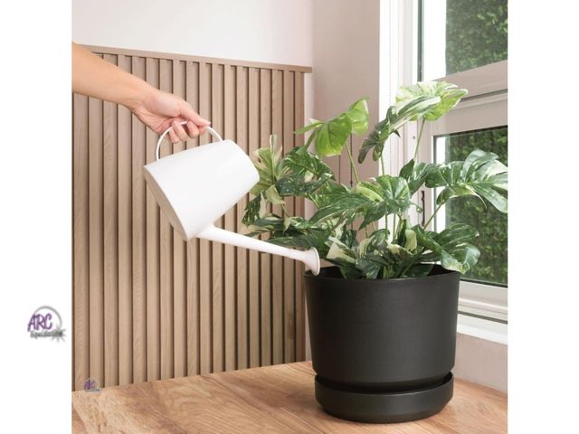 Lot 56-830099 - New - 14 inch Plastic Cylinder Planter Pot with Self-Watering Saucer and Drainage Hole