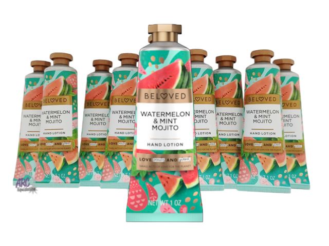 Lot 56-253598 - NEW Lot Of 10 Beloved watermelon &amp; mint mojito hand lotion 1 Oz tubes