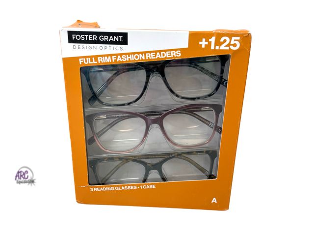 Lot 56-887640 - New Design Optics By Foster Grant Full Rim Fashion Readers +1.25 3 Count