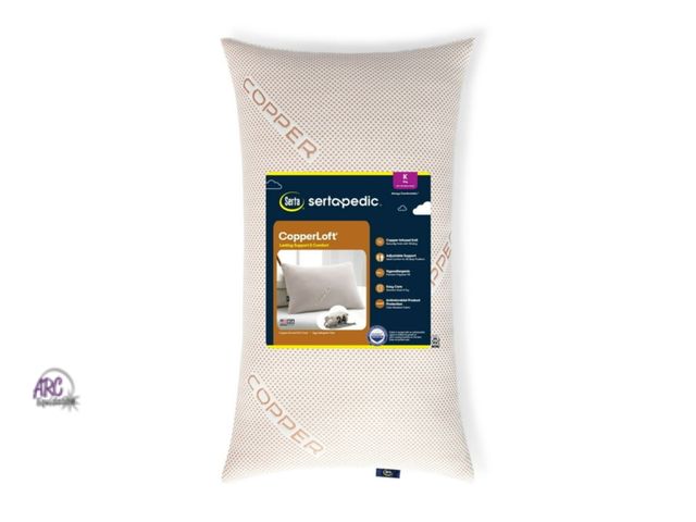 Lot 56-263024 - NEW Sertapedic CopperLoft Pillow with Copper Infused Cover, Polyester Fill, King Size Pillow