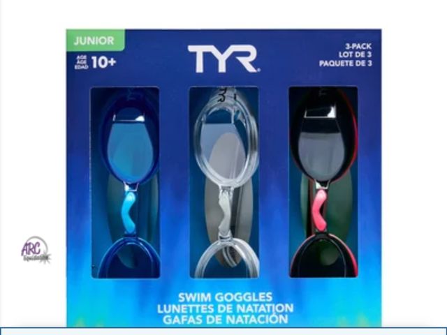 Lot 56-369864 - New open box  TYR Swim Goggles    
3 pack