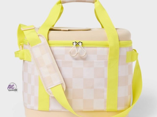 Lot 56-348523 - New - Sun Squad 24 Can Cooler with Cup Holder Lid - Yellow and Tan